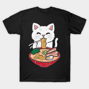 Cat Eating Ra Kawaii Japanese Noodles Anime Foodie Gift T-Shirt